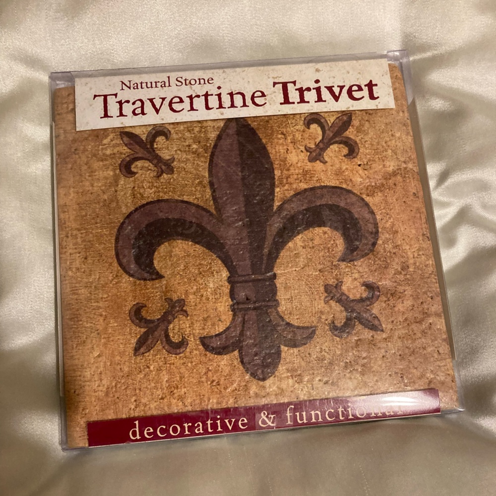 Travertine Natural Stone Fleur-de-lis Kitchen Trivet
